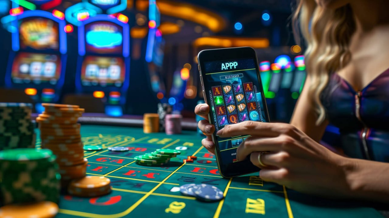 Mobile phone ဖြင့် slot game spin နေပြီး win notification ပေါ်နေသောမြင်ကွင်း